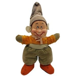Vintage 1930s DWARF PLUSH DOLL Disney Snow White & Seven Dwarves 15" tall